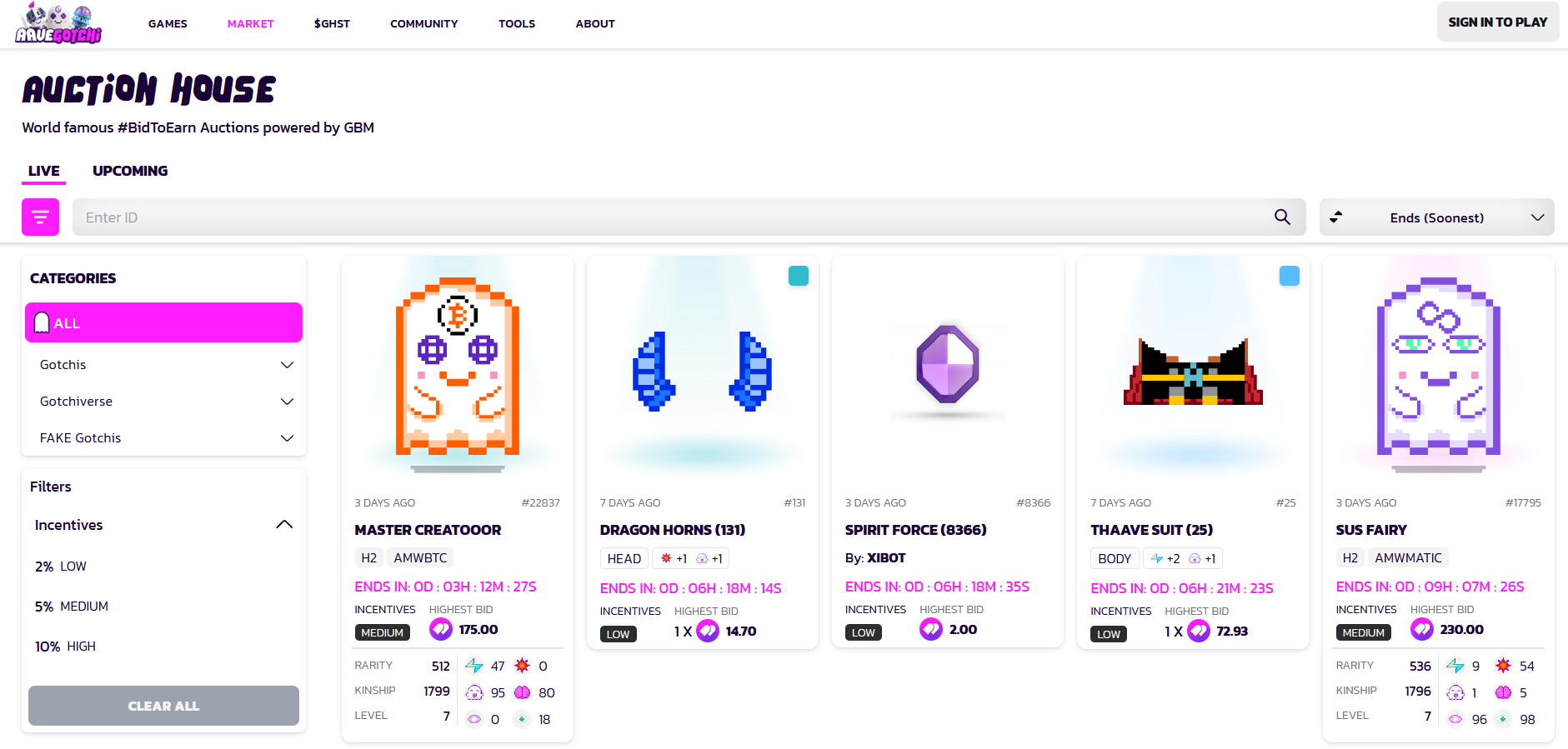 Aavegotchi Auction House