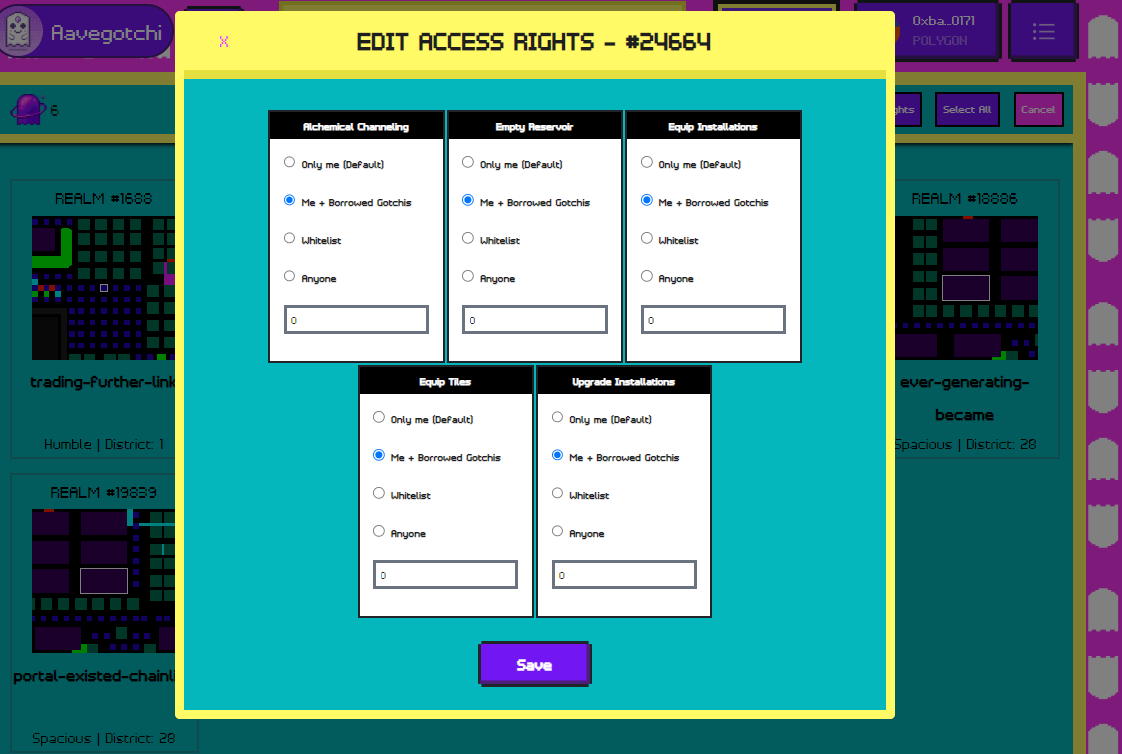 Aavegotchi REALM Parcels Access Rights